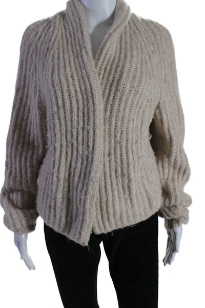 Vince Womens Alpaca Blend Knit Open Front Cardigan Sweater Oatmeal Size M