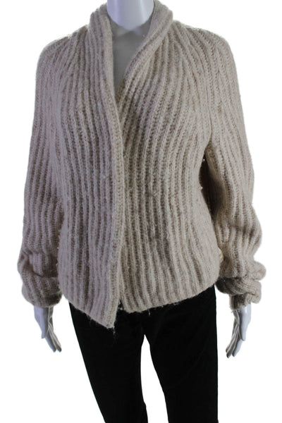 Vince Womens Alpaca Blend Knit Open Front Cardigan Sweater Oatmeal Size M