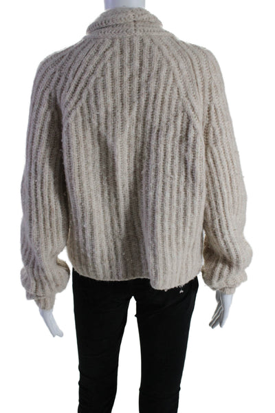 Vince Womens Alpaca Blend Knit Open Front Cardigan Sweater Oatmeal Size M