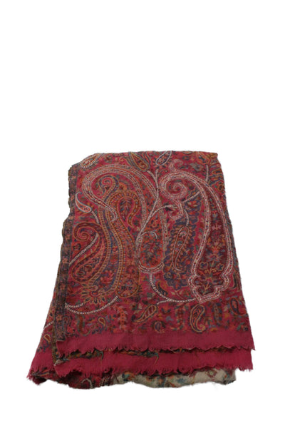 Namaskar Womens Wool Paisley Print Rectangular Neck Scarf Multicolor Size 70X25"