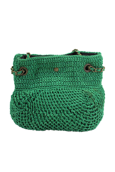 Elliot Mann Womens Textured Abstract Shoulder Bag Green Small