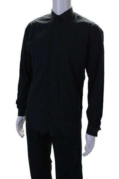 The Kooples Mens Polka Dot Buttoned Collared Shirt Black Size L