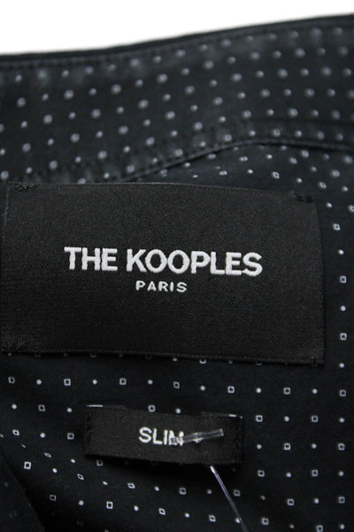 The Kooples Mens Polka Dot Buttoned Collared Shirt Black Size L