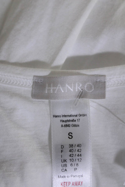 Hanro Womens Cotton Round Neck Sleeveless Pleated Tank Top Blouse White Size 6/8