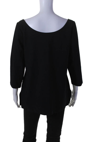 Elaine Kim Womens Long Sleeves Crew Neck Pullover Blouse Black Size Extra Large