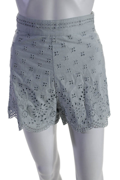 Intermix Women's Wrap Eyelet Ruffle Cropped Two Piece Shorts Set Blue Size 00