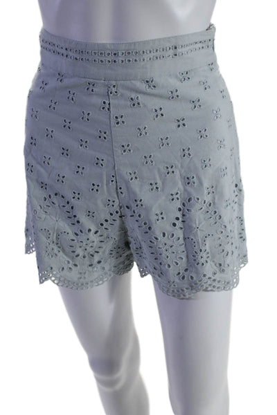 Intermix Women's Wrap Eyelet Ruffle Cropped Two Piece Shorts Set Blue Size 00