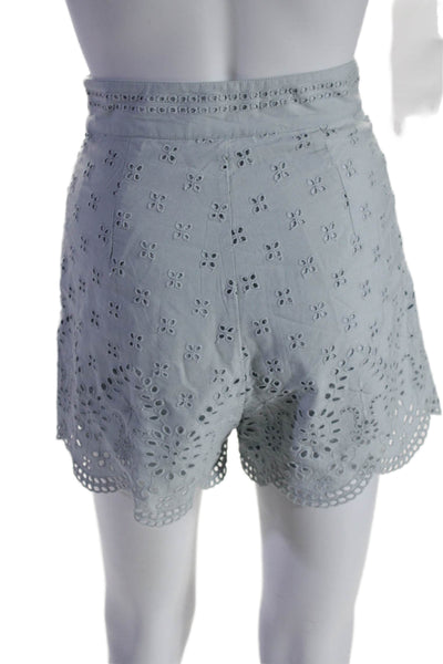 Intermix Women's Wrap Eyelet Ruffle Cropped Two Piece Shorts Set Blue Size 00