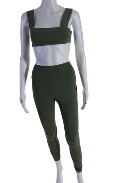 We Wore What Women's Square Neck Sleeveless Two Piece Legging Set Green Size XS