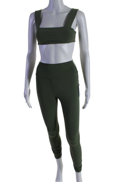 We Wore What Women's Square Neck Sleeveless Two Piece Legging Set Green Size XS