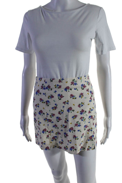 Zara Square Neck Short Sleeves Two Piece Mini Skirt Set Floral Size XS