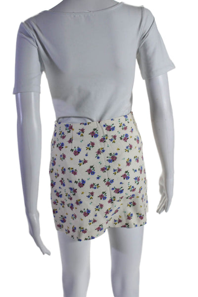 Zara Square Neck Short Sleeves Two Piece Mini Skirt Set Floral Size XS