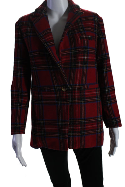 Something Navy Women's Collared Long Sleeves Lined Plaid Jacket Size XXS