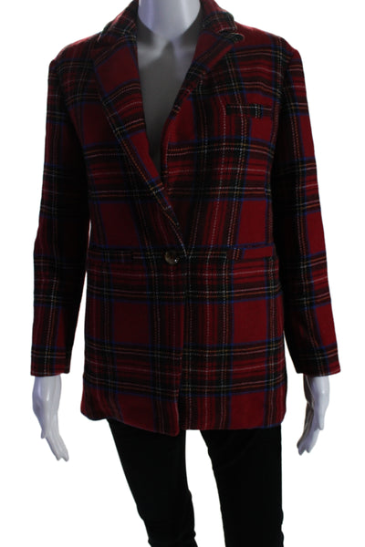 Something Navy Women's Collared Long Sleeves Lined Plaid Jacket Size XXS