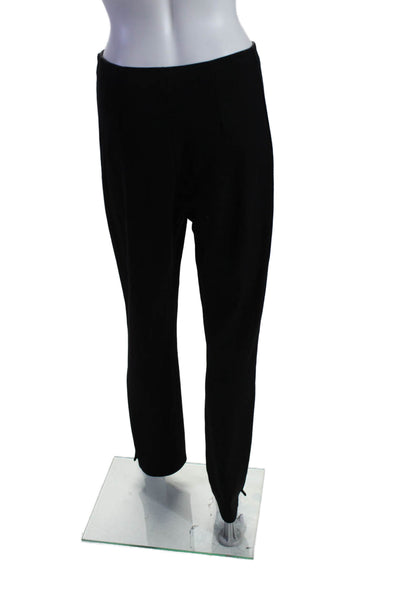 Equestrian Women's Elastic Waist Pull-On Straight Leg Button Pants Black Size S