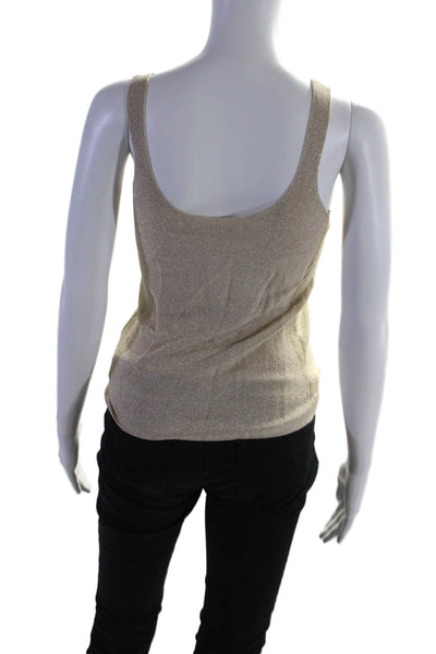 Soft Surroundings Womens Metallic V-Neck Pullover Knit Tank Top Gold Size XS