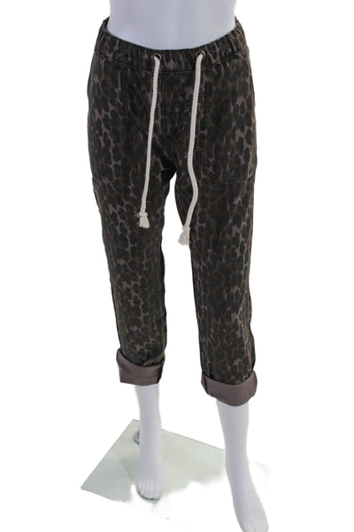 One Teaspoon Womens Bronze Leopard Shabbies Drawstring High Rise Pants Size XS