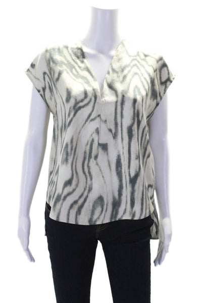 3.1 Phillip Lim Womens Silk Sleeveless Printed Sleek Tank Blouse White Size 0