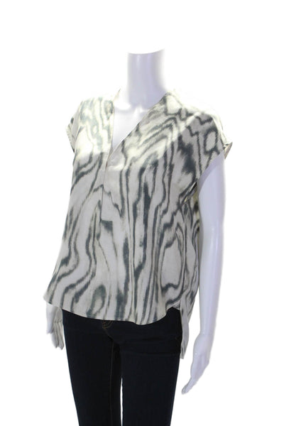 3.1 Phillip Lim Womens Silk Sleeveless Printed Sleek Tank Blouse White Size 0