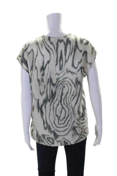 3.1 Phillip Lim Womens Silk Sleeveless Printed Sleek Tank Blouse White Size 0
