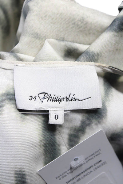 3.1 Phillip Lim Womens Silk Sleeveless Printed Sleek Tank Blouse White Size 0