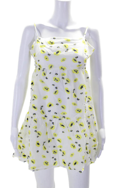 Never Fully Dressed Womens Textured Floral Print Mini Dress Yellow Size 4