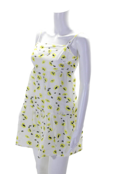 Never Fully Dressed Womens Textured Floral Print Mini Dress Yellow Size 4