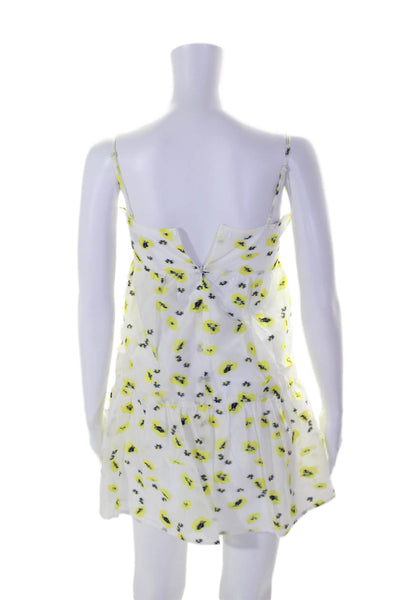 Never Fully Dressed Womens Textured Floral Print Mini Dress Yellow Size 4