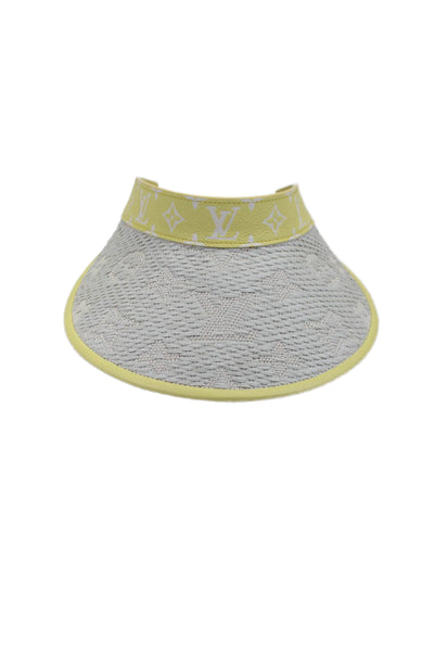 Louis Vuitton Womens Yellow Strawgram Raffia & Leather Visor Hat Size OS