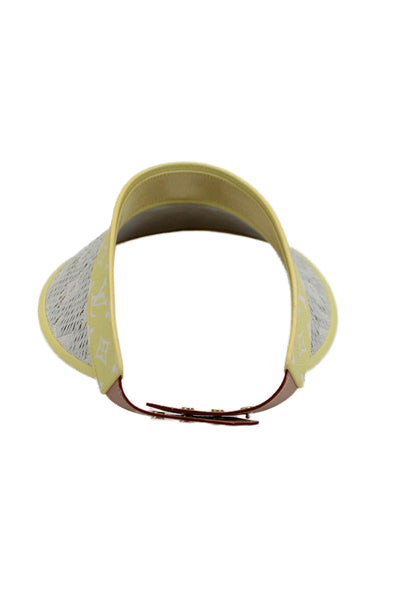 Louis Vuitton Womens Yellow Strawgram Raffia & Leather Visor Hat Size OS