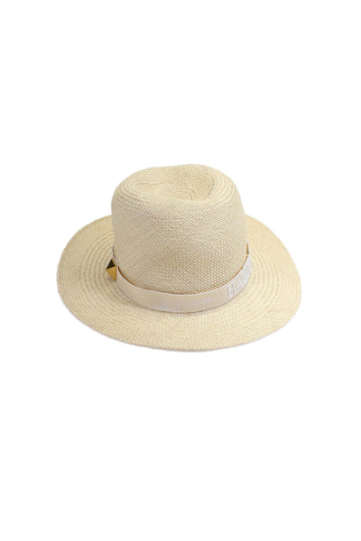 Valentino Garavani Womens Beige Haute Couture Panama Straw Hat Size M