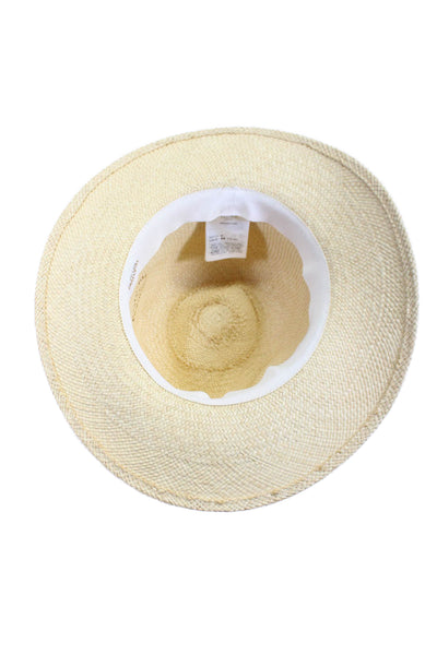 Valentino Garavani Womens Beige Haute Couture Panama Straw Hat Size M