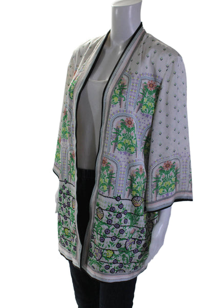 Alice + Olivia Womens Floral Print Reversible Open Front Kimono White Size XS/S