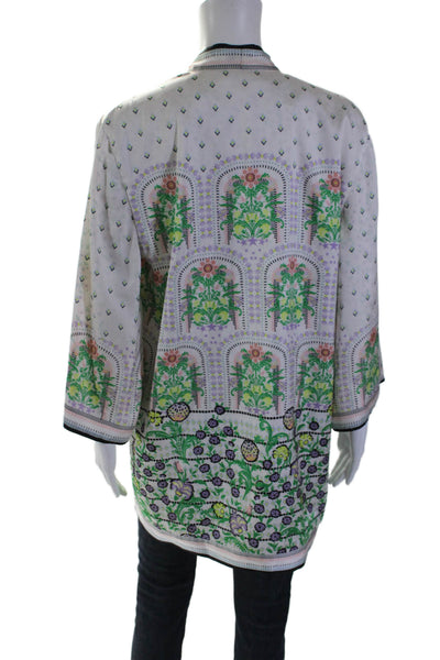 Alice + Olivia Womens Floral Print Reversible Open Front Kimono White Size XS/S