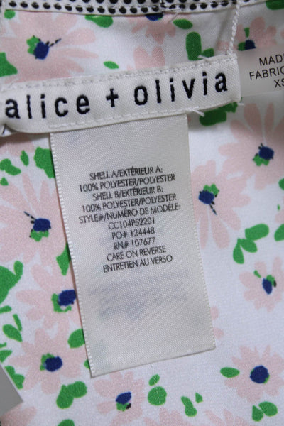 Alice + Olivia Womens Floral Print Reversible Open Front Kimono White Size XS/S