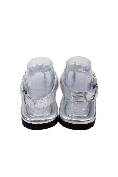 Homers Womens Maya Leather Braided Buckled Metallic Sandals Silver Size 39