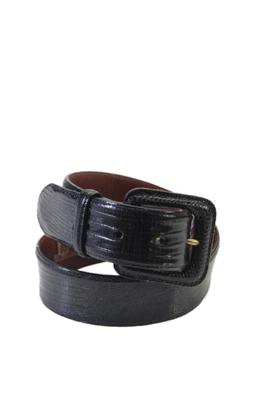 Polo Ralph Lauren Womens Leather Textured Buckle Clasp Belt Black Size EUR 26