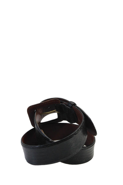 Polo Ralph Lauren Womens Leather Textured Buckle Clasp Belt Black Size EUR 26