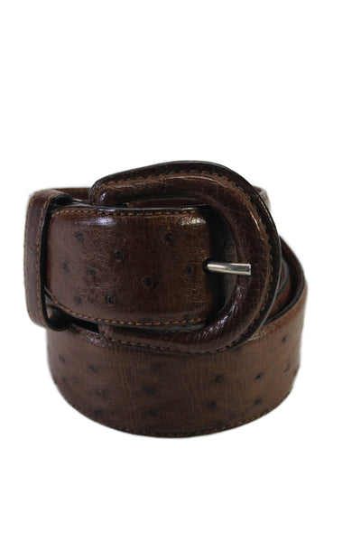 Polo Ralph Lauren Womens Leather Textured Printed Buckle Belt Brown Size EUR 30
