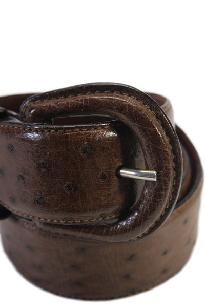 Polo Ralph Lauren Womens Leather Textured Printed Buckle Belt Brown Size EUR 30