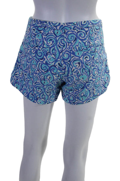 Lily Pulitzer Womens Cotton Abstract Four Pocket Mid-Rise Shorts Blue Size 2