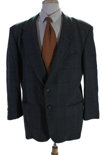 Paul Smith Mens Wool Geometric Buttoned Long Sleeved Suit Jacket Gray Size 4