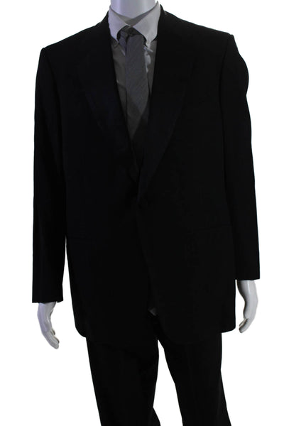 Black Saks Fifth Avenue Mens Long Sleeved Suit Jacket and Pants Black Size L