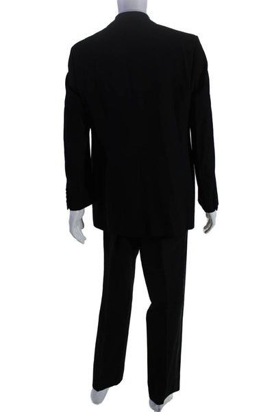 Black Saks Fifth Avenue Mens Long Sleeved Suit Jacket and Pants Black Size L