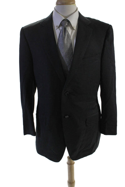 Canali Mens Wool Black Two Button Long Sleeve Lined Blazer Size 54R