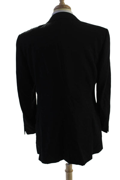 Canali Mens Wool Black Two Button Long Sleeve Lined Blazer Size 54R