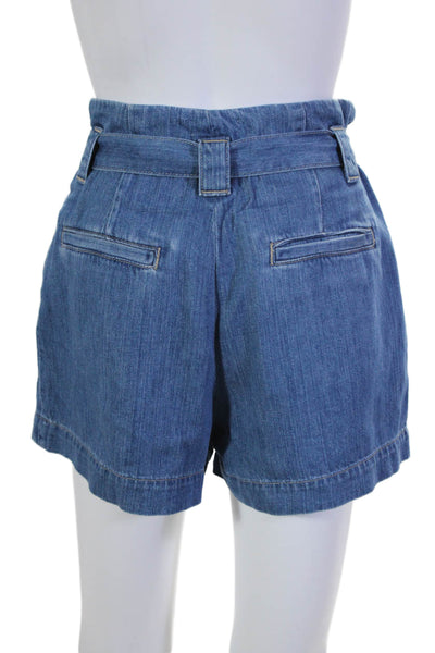 L'Agence Womens Denim High Rise Belted Paperbag Hillary Shorts Blue Size 26