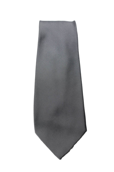 Hermes Mens Silk Classic Length Necktie Steel Gray Size One Size