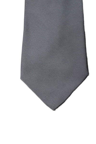 Hermes Mens Silk Classic Length Necktie Steel Gray Size One Size