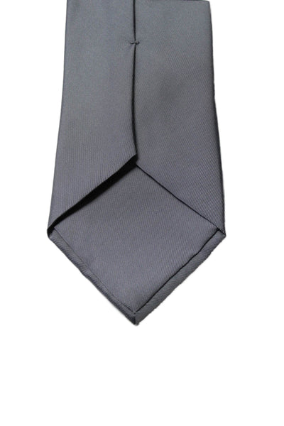 Hermes Mens Silk Classic Length Necktie Steel Gray Size One Size